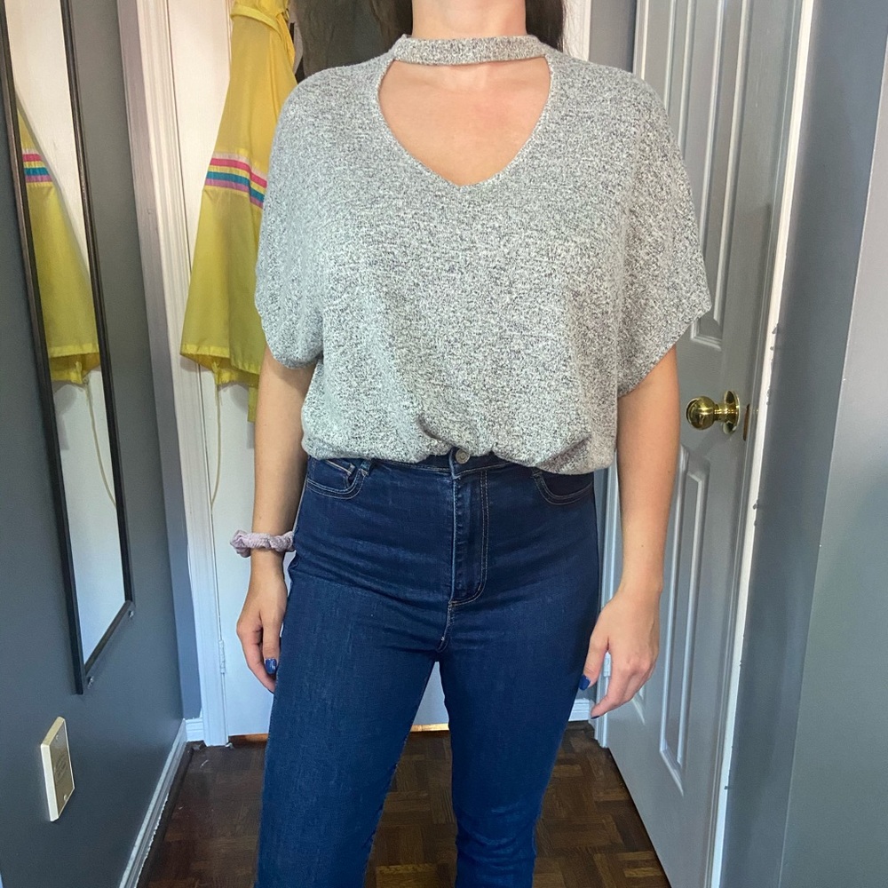 V-neck with chocker style neck line